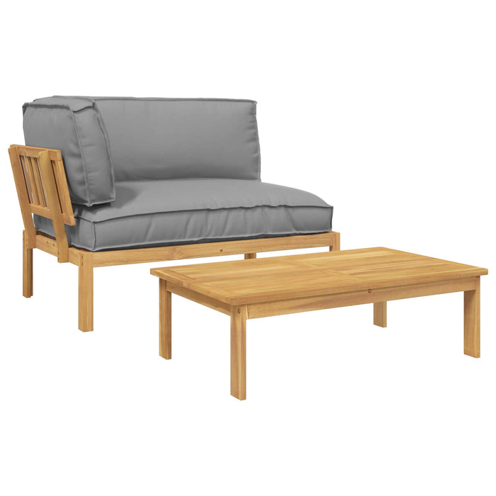 Set de canapea cu pernă Simplu 2 pcs Gri Lemn Solid de Acacia WALTI