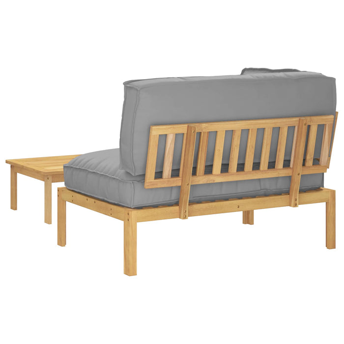 Set de canapea cu pernă Simplu 2 pcs Gri Lemn Solid de Acacia WALTI