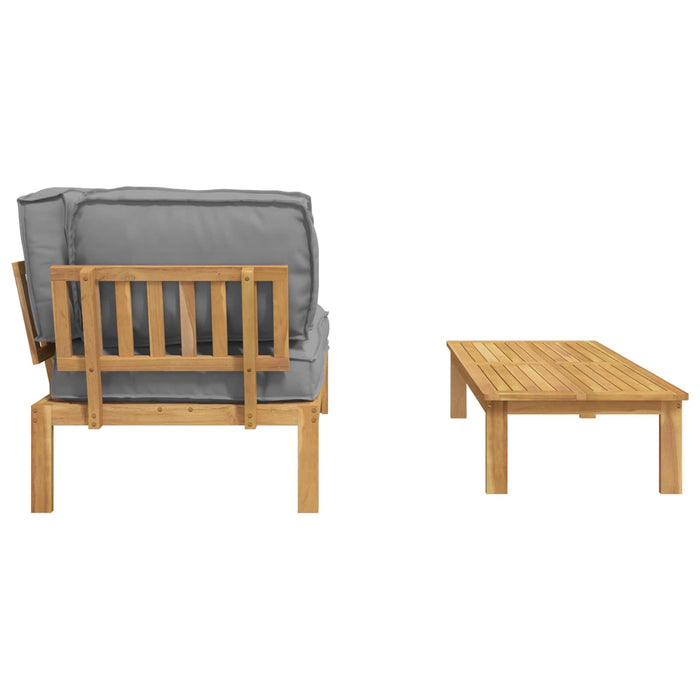 Set de canapea cu pernă Simplu 2 pcs Gri Lemn Solid de Acacia WALTI