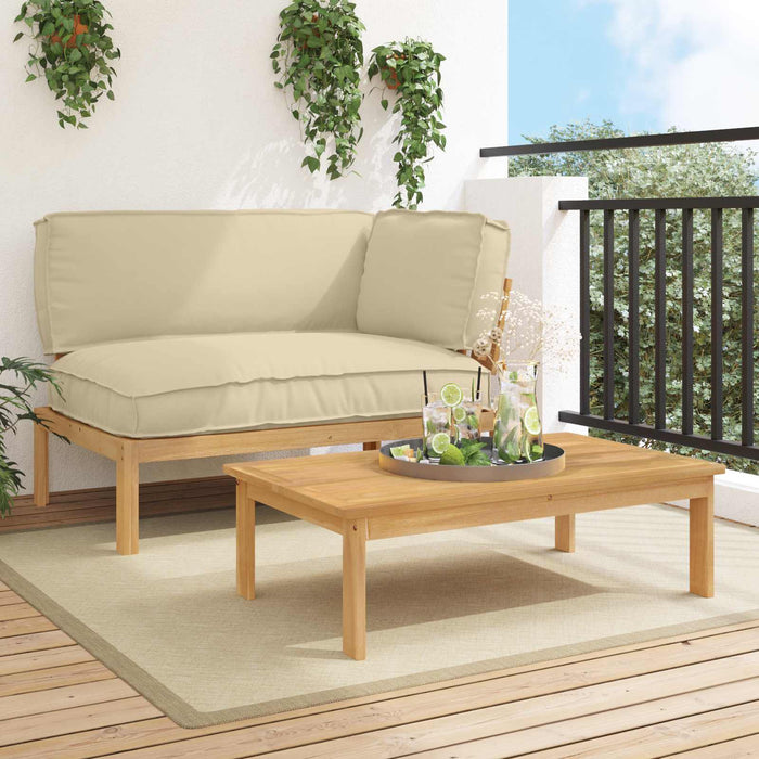 Set de canapea cu pernă Simplu 2 pcs Bej Lemn Solid de Acacia WALTI