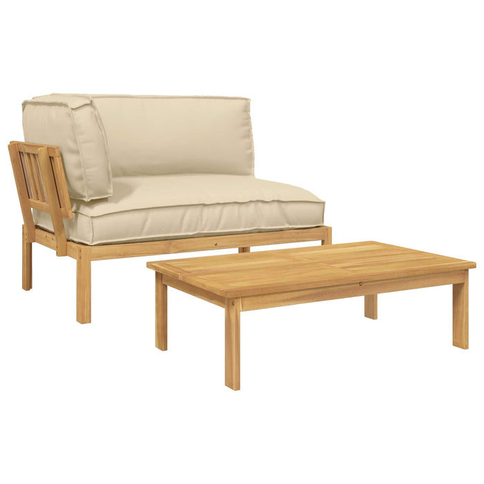 Set de canapea cu pernă Simplu 2 pcs Bej Lemn Solid de Acacia WALTI