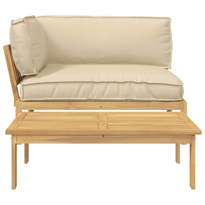 Set de canapea cu pernă Simplu 2 pcs Bej Lemn Solid de Acacia WALTI