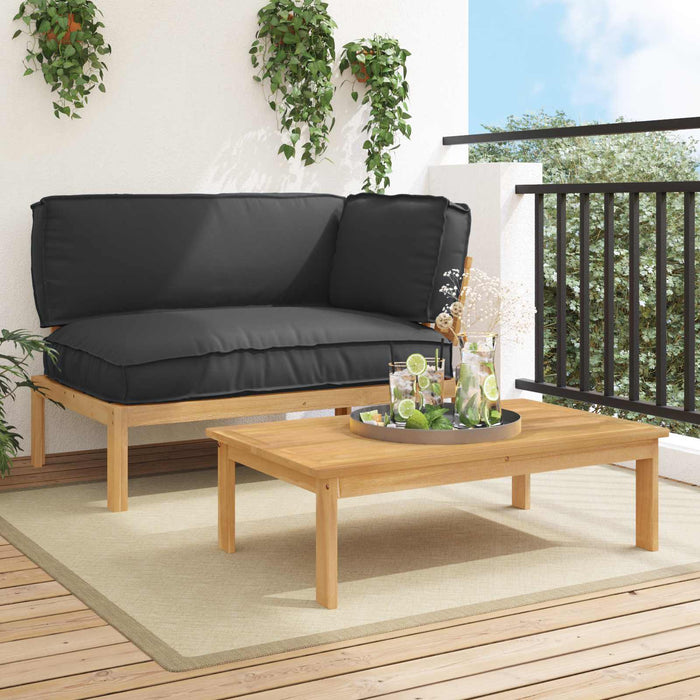 Set de canapea cu pernă Simplu 2 pcs Negru Lemn Solid de Acacia WALTI