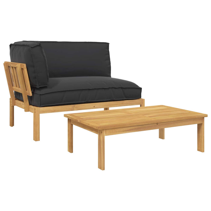 Set de canapea cu pernă Simplu 2 pcs Negru Lemn Solid de Acacia WALTI