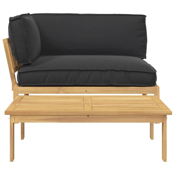 Set de canapea cu pernă Simplu 2 pcs Negru Lemn Solid de Acacia WALTI