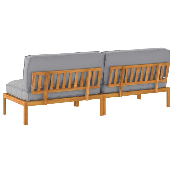 Set de canapea cu pernă Simplu 2 pcs Gri Lemn Solid de Acacia WALTI