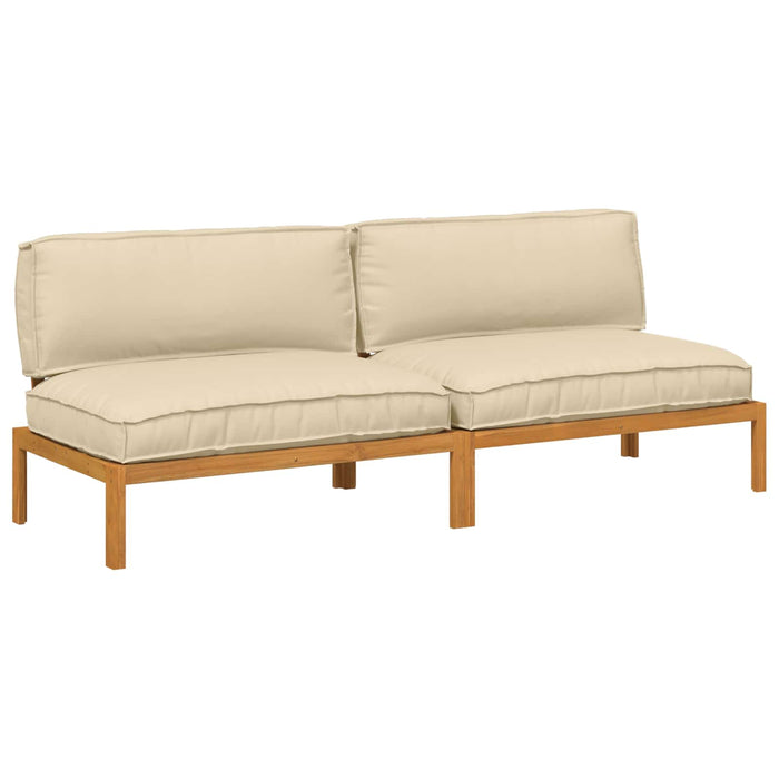 Set de canapea cu pernă Simplu 2 pcs Bej Lemn Solid de Acacia WALTI