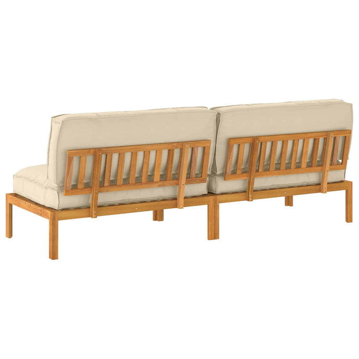 Set de canapea cu pernă Simplu 2 pcs Bej Lemn Solid de Acacia WALTI
