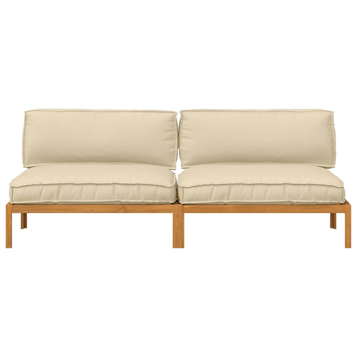 Set de canapea cu pernă Simplu 2 pcs Bej Lemn Solid de Acacia WALTI