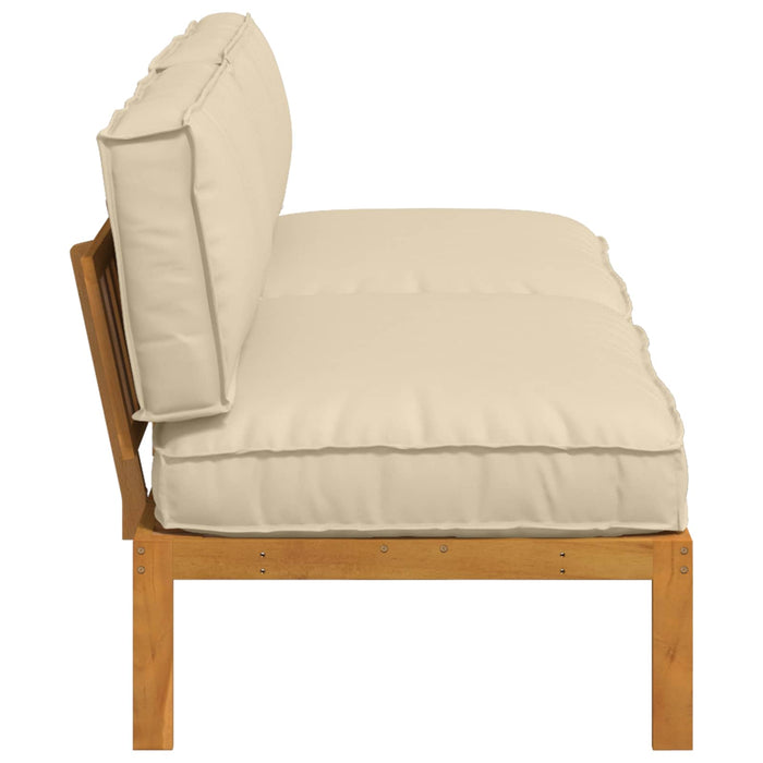 Set de canapea cu pernă Simplu 2 pcs Bej Lemn Solid de Acacia WALTI
