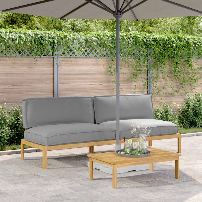 Set de canapea cu pernă Simplu 2 pcs Gri Lemn Solid de Acacia WALTI
