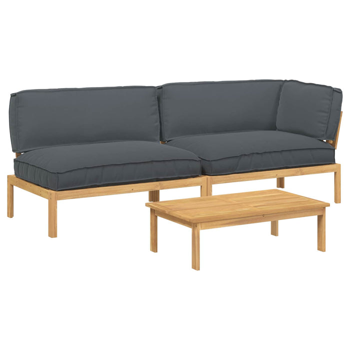 Set de canapea cu pernă 3 pcs Antracit Lemn Solid de Acacia WALTI
