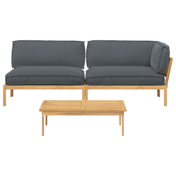 Set de canapea cu pernă 3 pcs Antracit Lemn Solid de Acacia WALTI