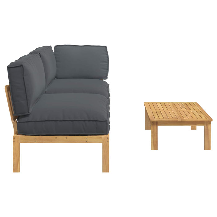 Set de canapea cu pernă 3 pcs Antracit Lemn Solid de Acacia WALTI