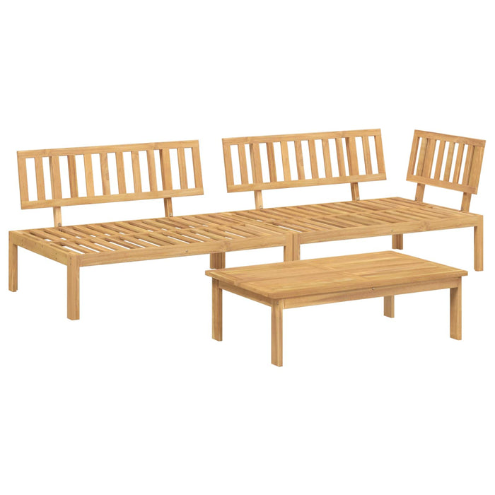 Set de canapea cu pernă Simplu 3 pcs Bej Lemn Solid de Acacia WALTI