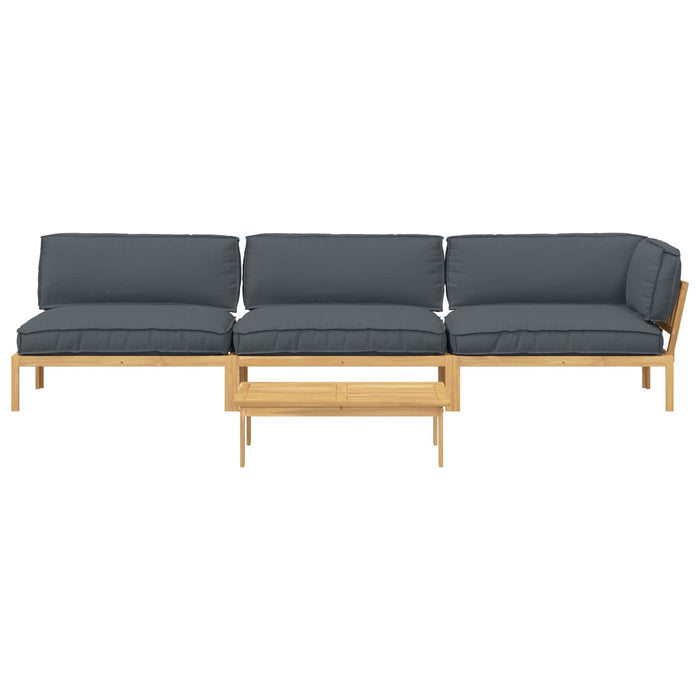 Set de canapea cu pernă 4 pcs Antracit Lemn Solid de Acacia WALTI