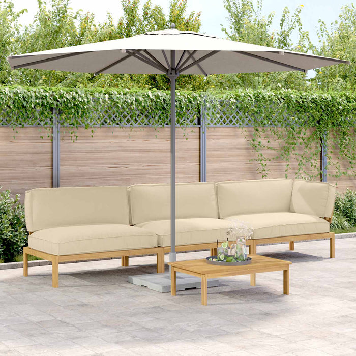 Set de canapea cu pernă Simplu 4 pcs Bej Lemn Solid de Acacia WALTI