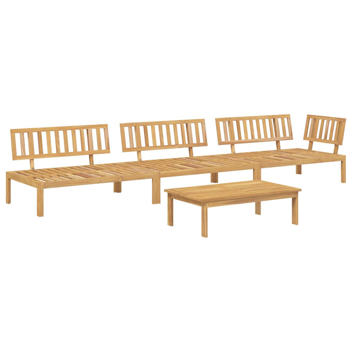 Set de canapea cu pernă Simplu 4 pcs Bej Lemn Solid de Acacia WALTI