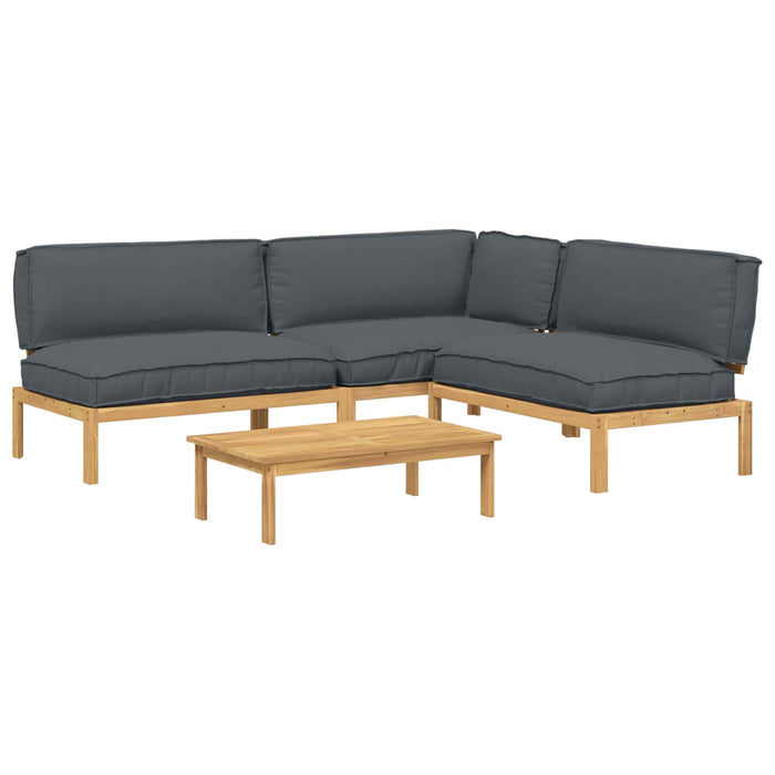 Set de canapea cu pernă 4 pcs Antracit Lemn Solid de Acacia WALTI
