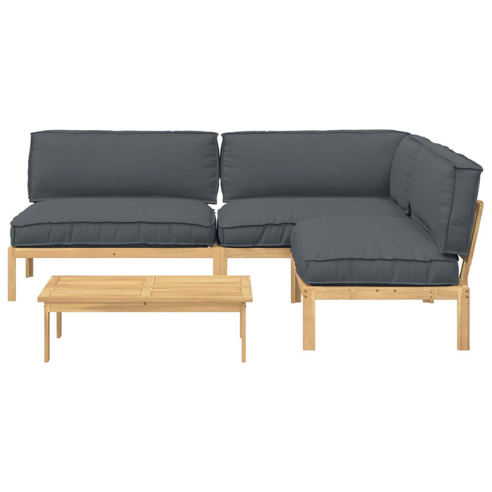 Set de canapea cu pernă 4 pcs Antracit Lemn Solid de Acacia WALTI