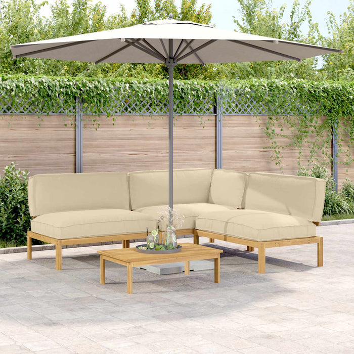 Set de canapea cu pernă Simplu 4 pcs Bej Lemn Solid de Acacia WALTI