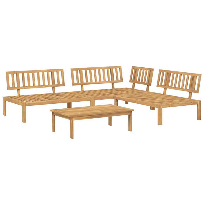 Set de canapea cu pernă Simplu 4 pcs Bej Lemn Solid de Acacia WALTI