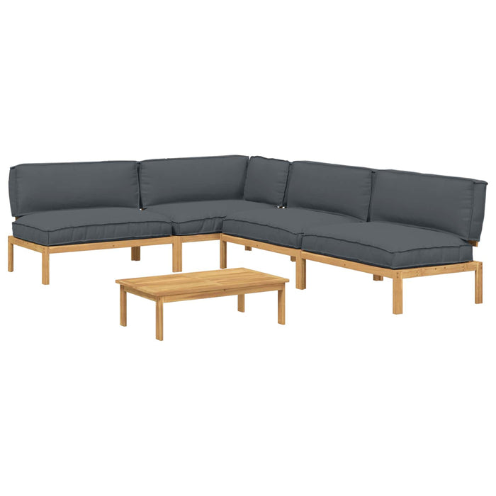 Set de canapea cu pernă 5 pcs Antracit Lemn Solid de Acacia WALTI