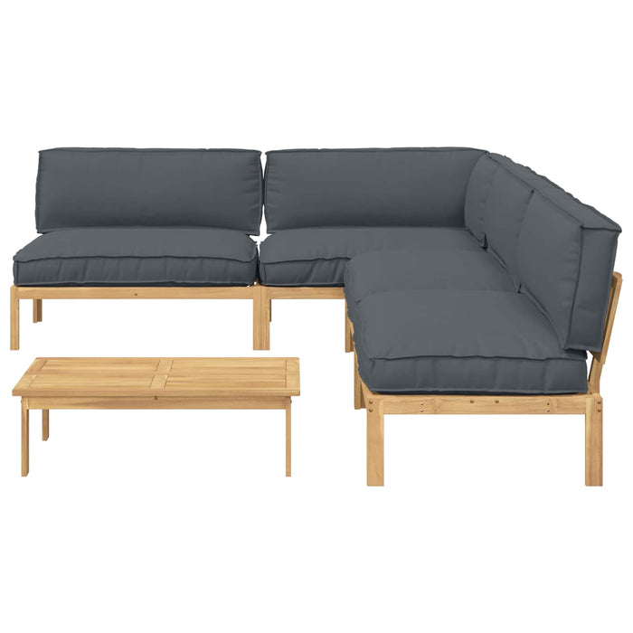 Set de canapea cu pernă 5 pcs Antracit Lemn Solid de Acacia WALTI