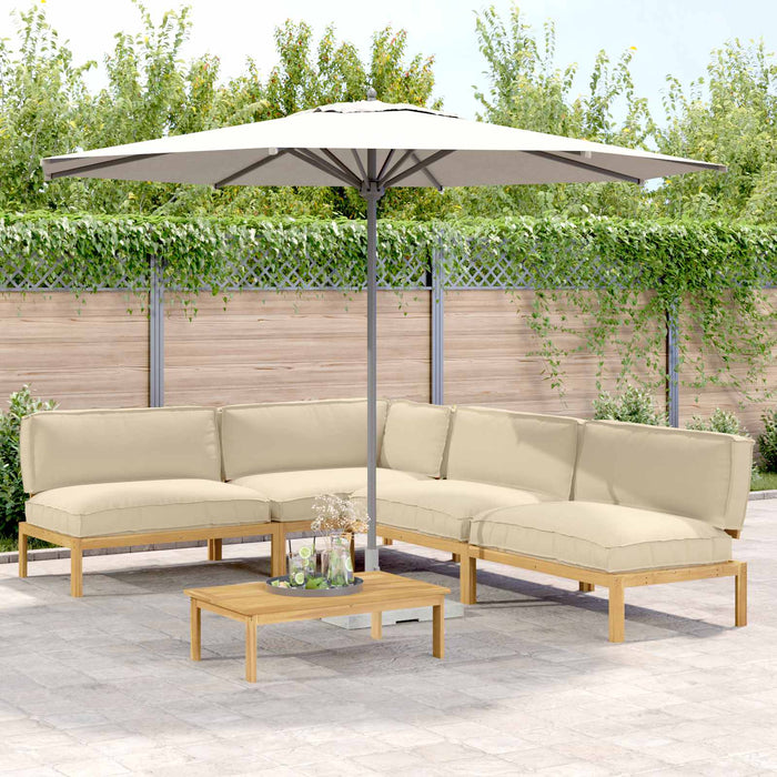 Set de canapea cu pernă Simplu 5 pcs Bej Lemn Solid de Acacia WALTI