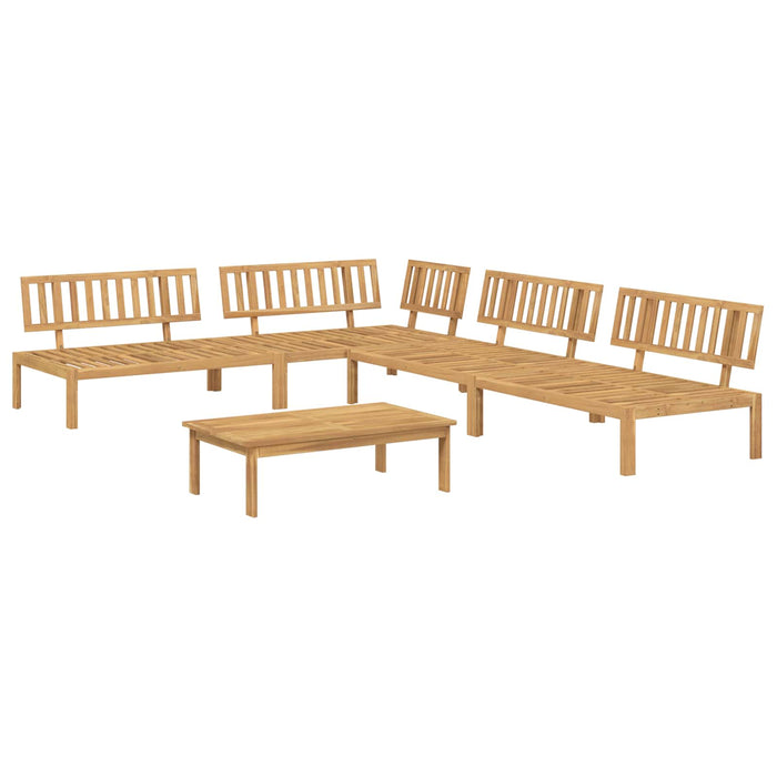 Set de canapea cu pernă Simplu 5 pcs Bej Lemn Solid de Acacia WALTI