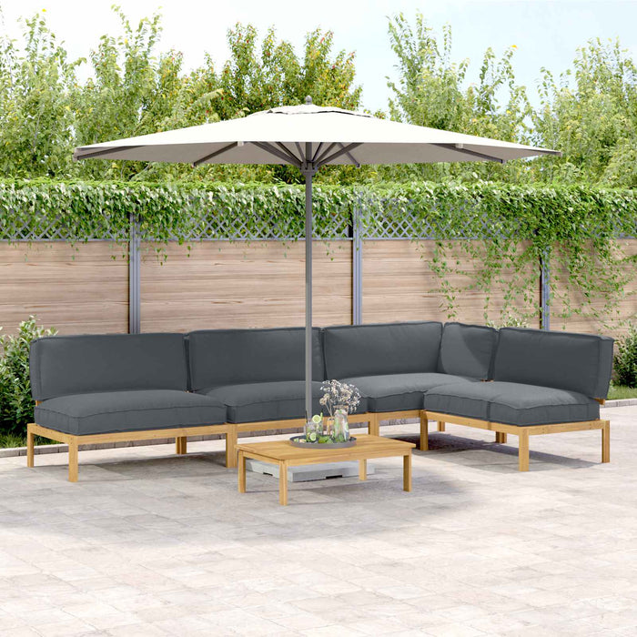 Set de canapea cu pernă 5 pcs Antracit Lemn Solid de Acacia WALTI