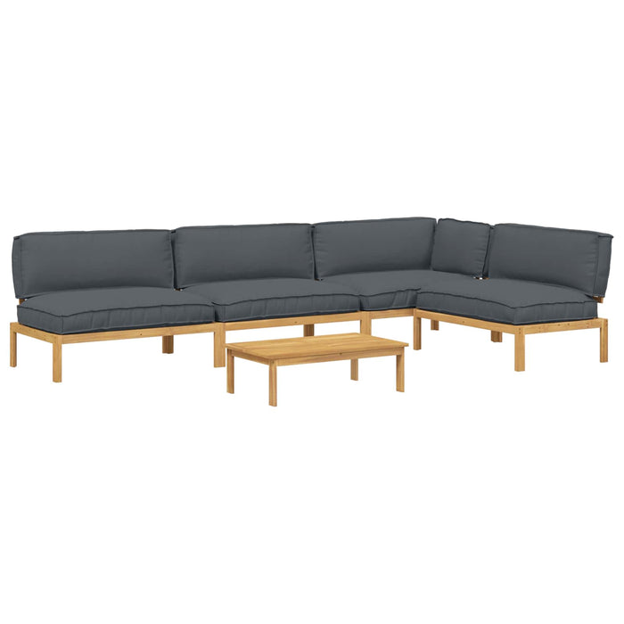 Set de canapea cu pernă 5 pcs Antracit Lemn Solid de Acacia WALTI