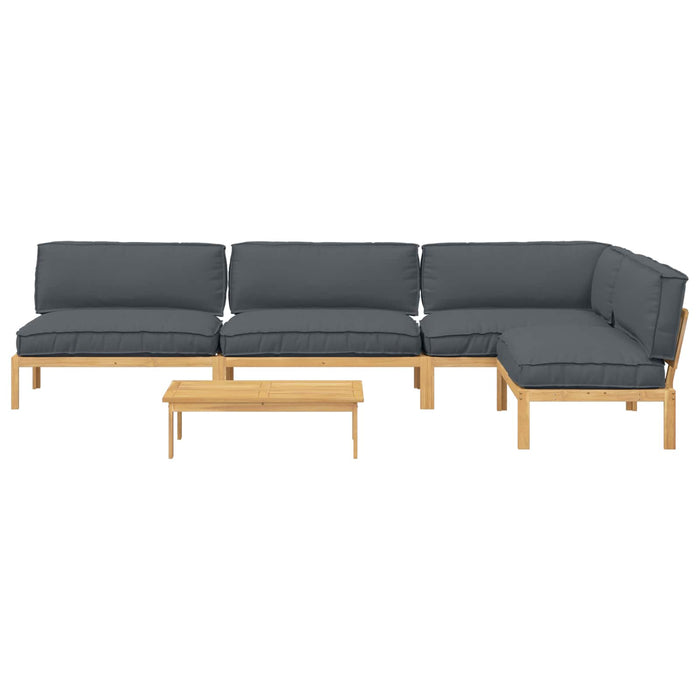 Set de canapea cu pernă 5 pcs Antracit Lemn Solid de Acacia WALTI