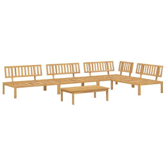 Set de canapea cu pernă Simplu 5 pcs Bej Lemn Solid de Acacia WALTI