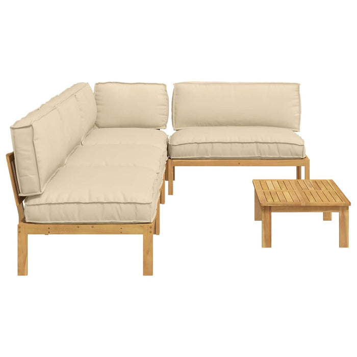 Set de canapea cu pernă Simplu 5 pcs Bej Lemn Solid de Acacia WALTI