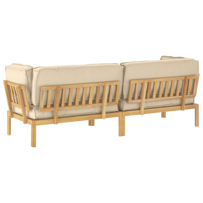 Set de canapea cu pernă Simplu 2 pcs Bej Lemn Solid de Acacia WALTI
