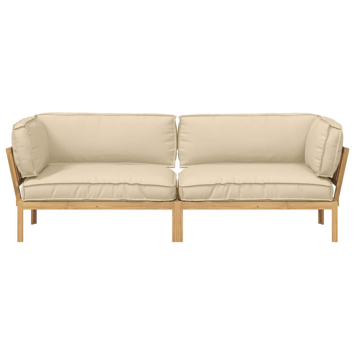 Set de canapea cu pernă Simplu 2 pcs Bej Lemn Solid de Acacia WALTI