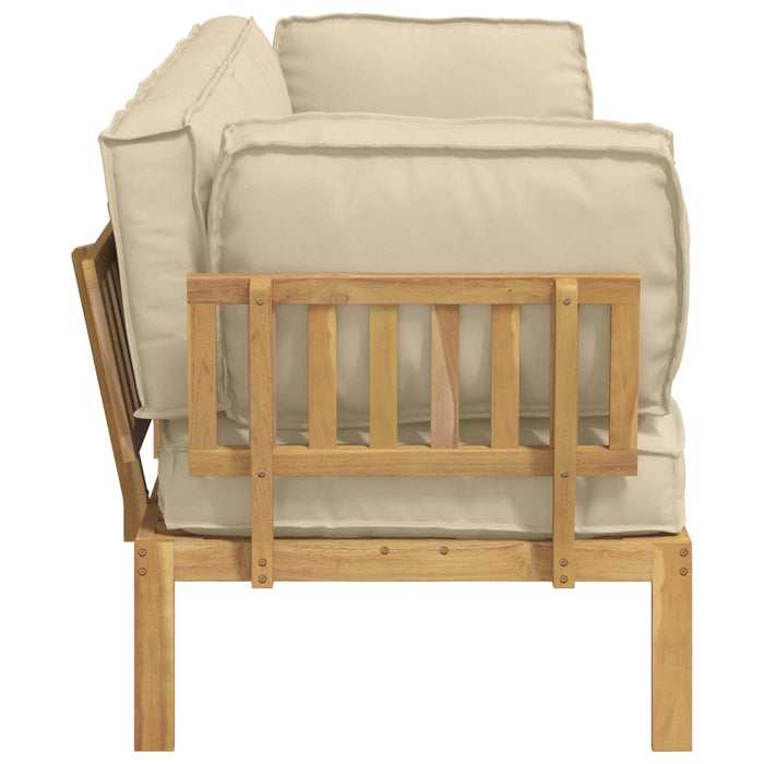 Set de canapea cu pernă Simplu 2 pcs Bej Lemn Solid de Acacia WALTI