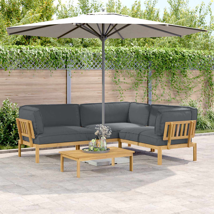 Set de canapea cu pernă 4 pcs Antracit Lemn Solid de Acacia WALTI