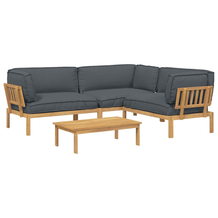 Set de canapea cu pernă 4 pcs Antracit Lemn Solid de Acacia WALTI