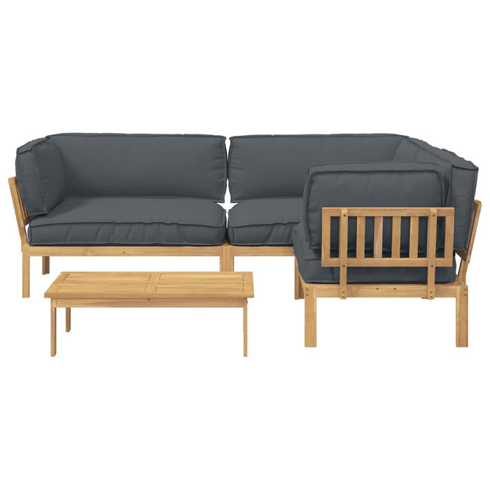 Set de canapea cu pernă 4 pcs Antracit Lemn Solid de Acacia WALTI
