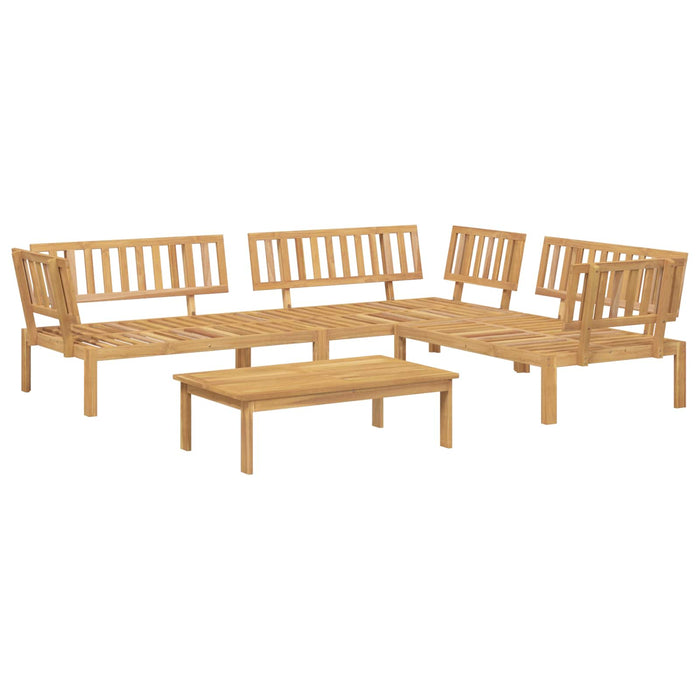 Set de canapea cu pernă Simplu 4 pcs Bej Lemn Solid de Acacia WALTI
