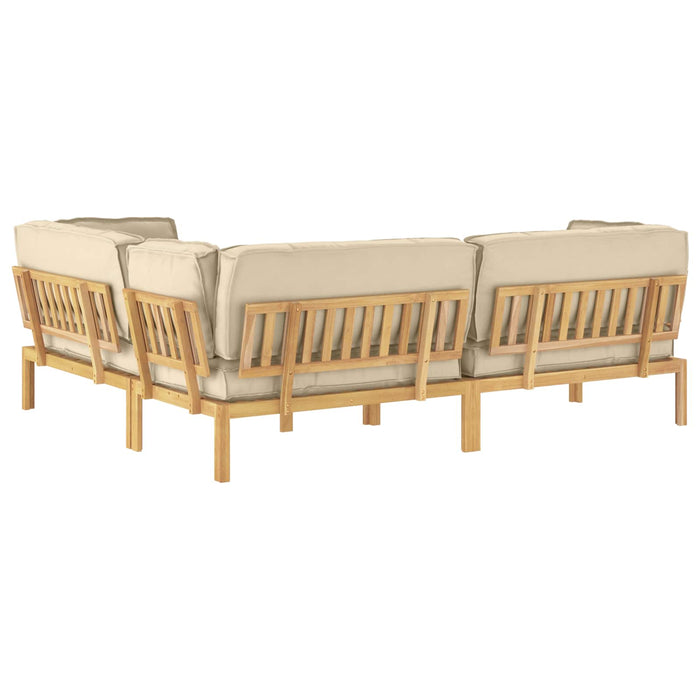 Set de canapea cu pernă Simplu 4 pcs Bej Lemn Solid de Acacia WALTI