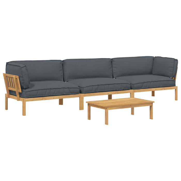 Set de canapea cu pernă 4 pcs Antracit Lemn Solid de Acacia WALTI