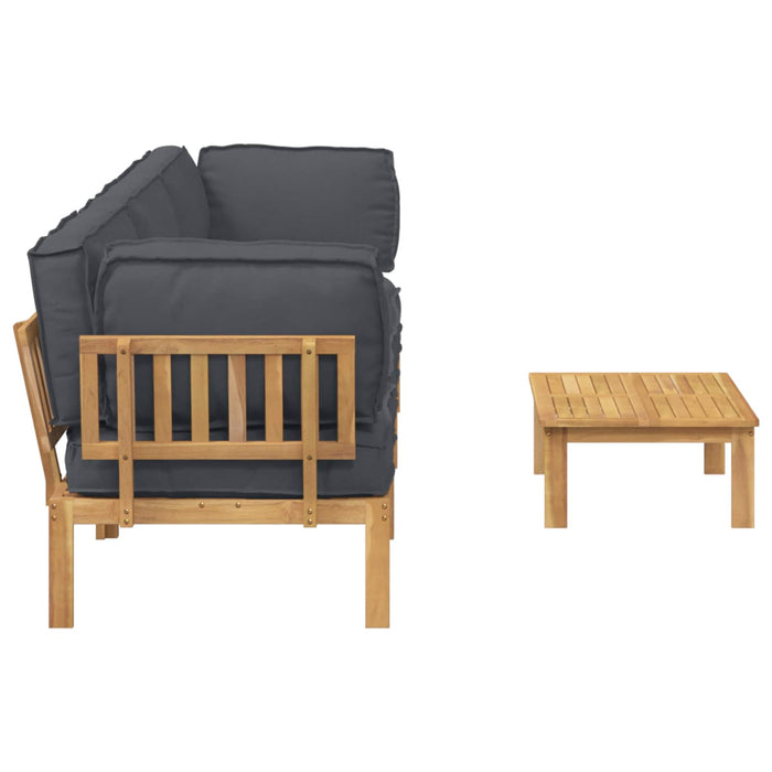 Set de canapea cu pernă 4 pcs Antracit Lemn Solid de Acacia WALTI