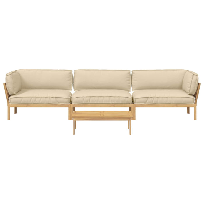 Set de canapea cu pernă Simplu 4 pcs Bej Lemn Solid de Acacia WALTI