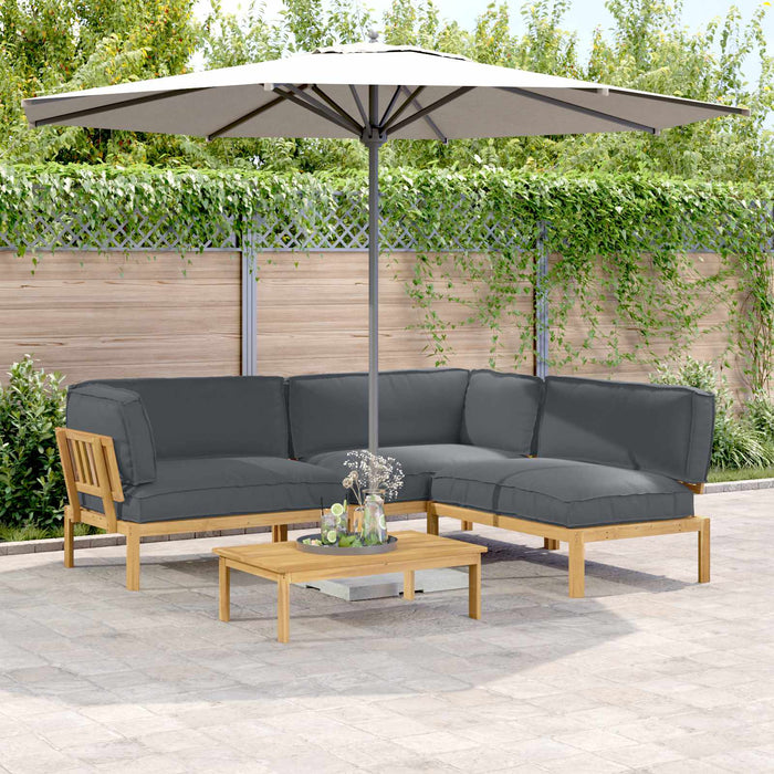 Set de canapea cu pernă 4 pcs Antracit Lemn Solid de Acacia WALTI