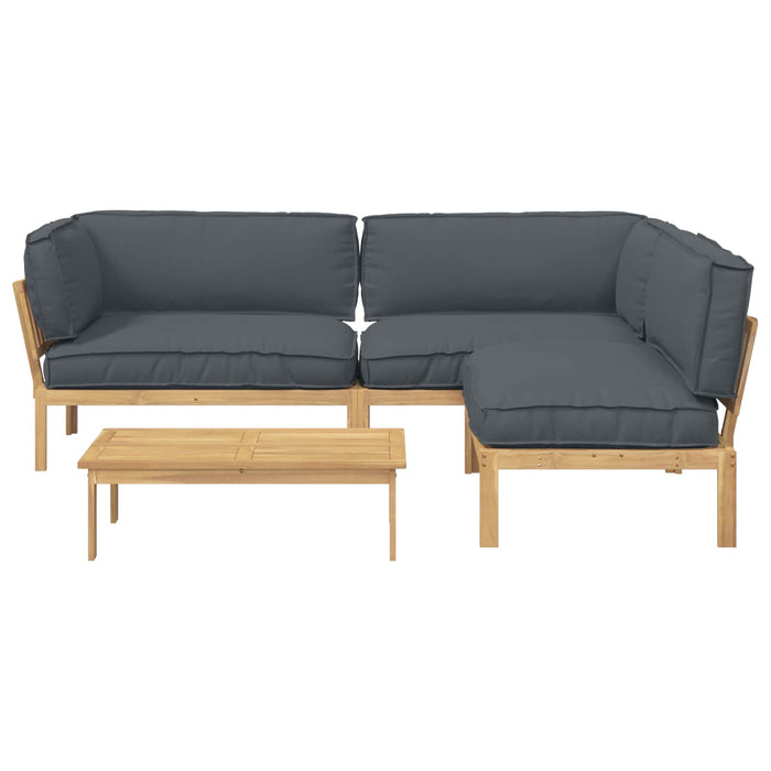 Set de canapea cu pernă 4 pcs Antracit Lemn Solid de Acacia WALTI