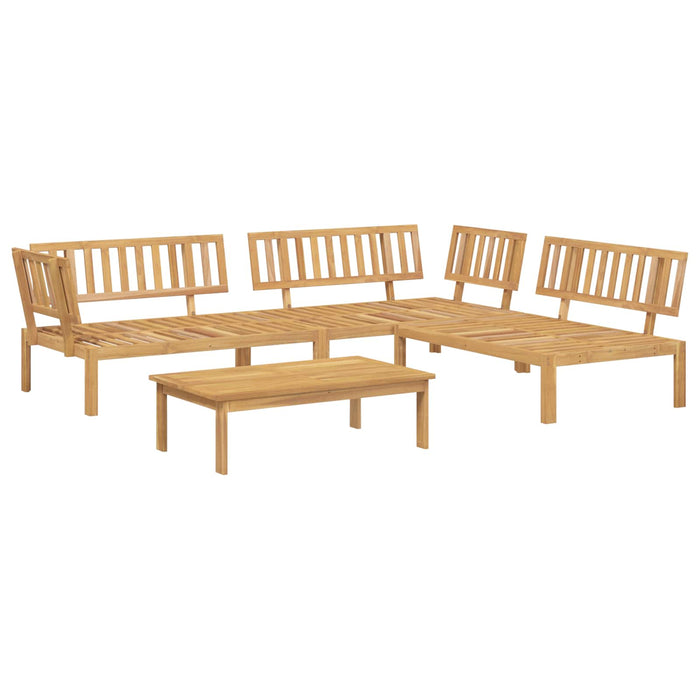 Set de canapea cu pernă Simplu 4 pcs Bej Lemn Solid de Acacia WALTI