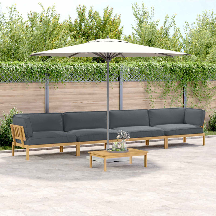 Set de canapea cu pernă 5 pcs Antracit Lemn Solid de Acacia WALTI